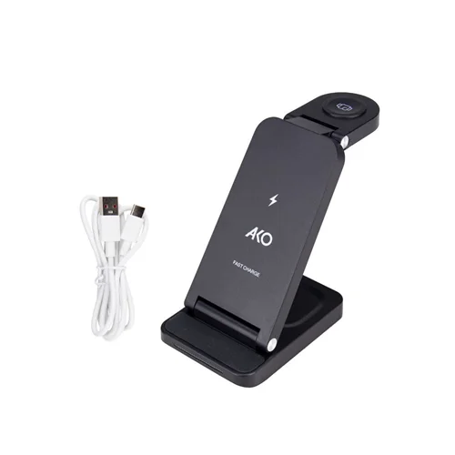 شارژر وایرلس سه کاره آکو مدل AW-4
